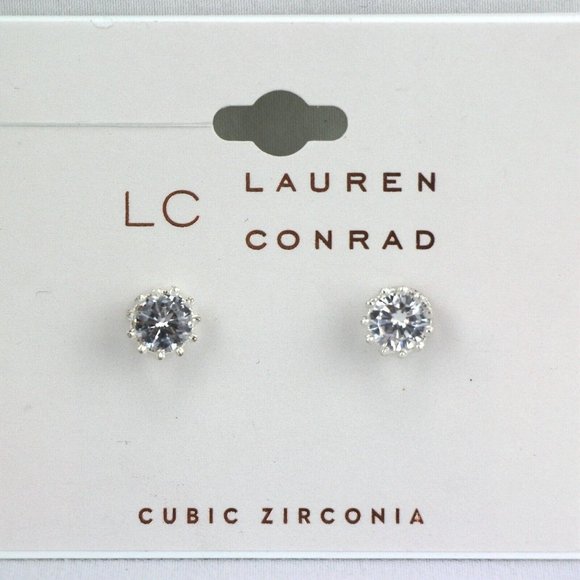 LC Lauren Conrad Jewelry - LC Lauren Conrad 1/4" Silver-Tone Cubic Zirconia Stud Earrings